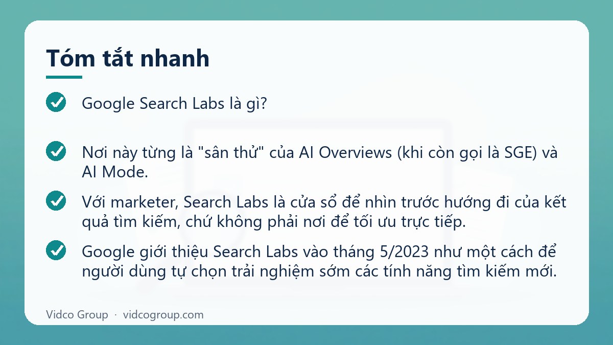 Tóm tắt nhanh: Google Search Labs là gì