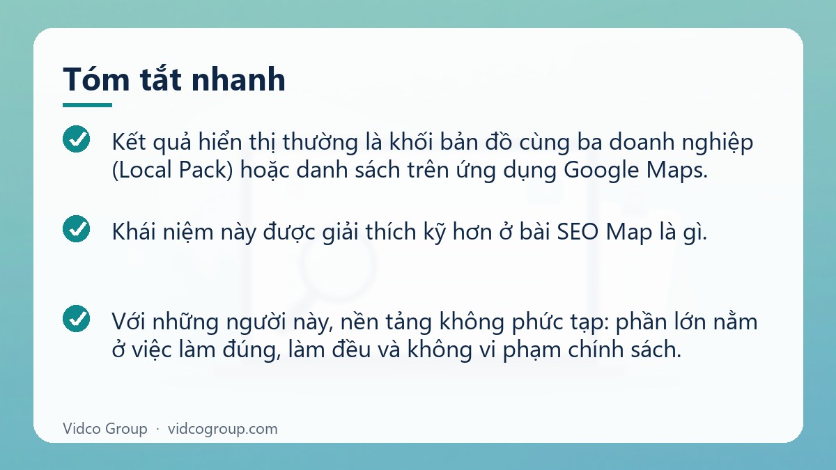 Tóm tắt nhanh: Học SEO Google Map
