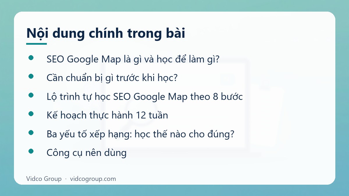 Nội dung chính: Học SEO Google Map
