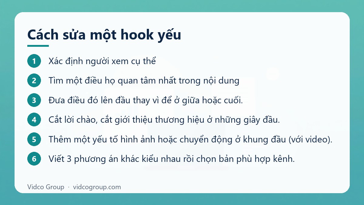 Các bước: Cách sửa một hook yếu