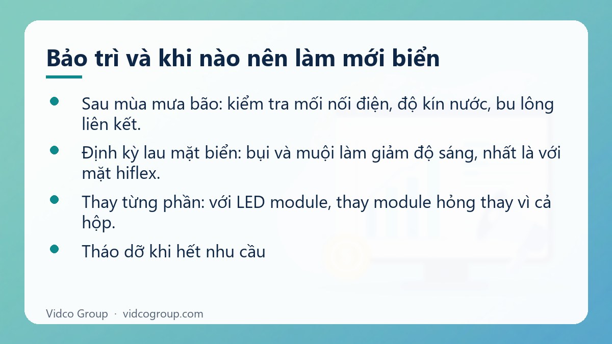 Danh sách: Bảo trì và khi nào nên làm mới biển