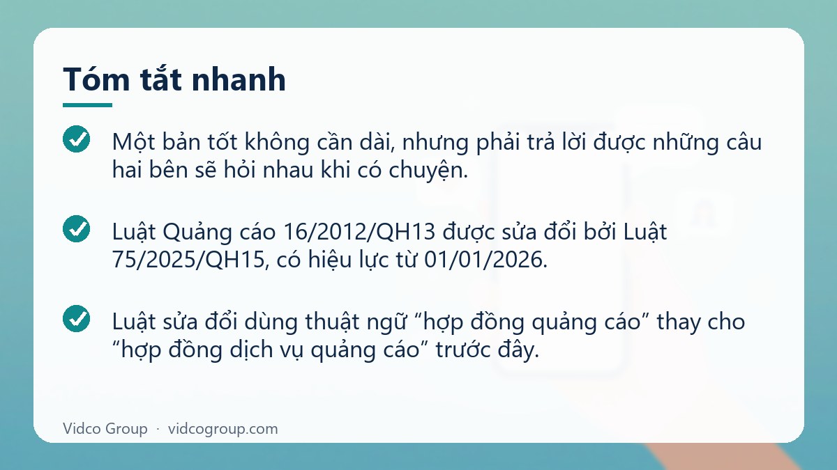 Tóm tắt nhanh: Hợp đồng chạy quảng cáo Facebook
