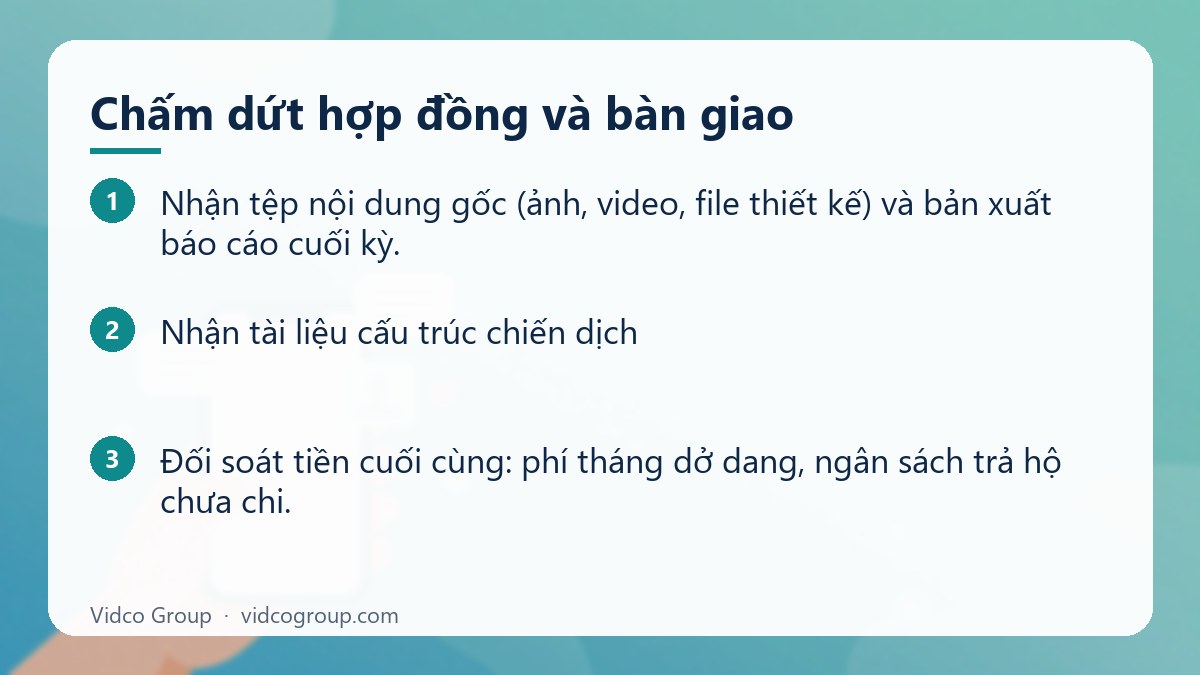 Các bước: Chấm dứt hợp đồng và bàn giao