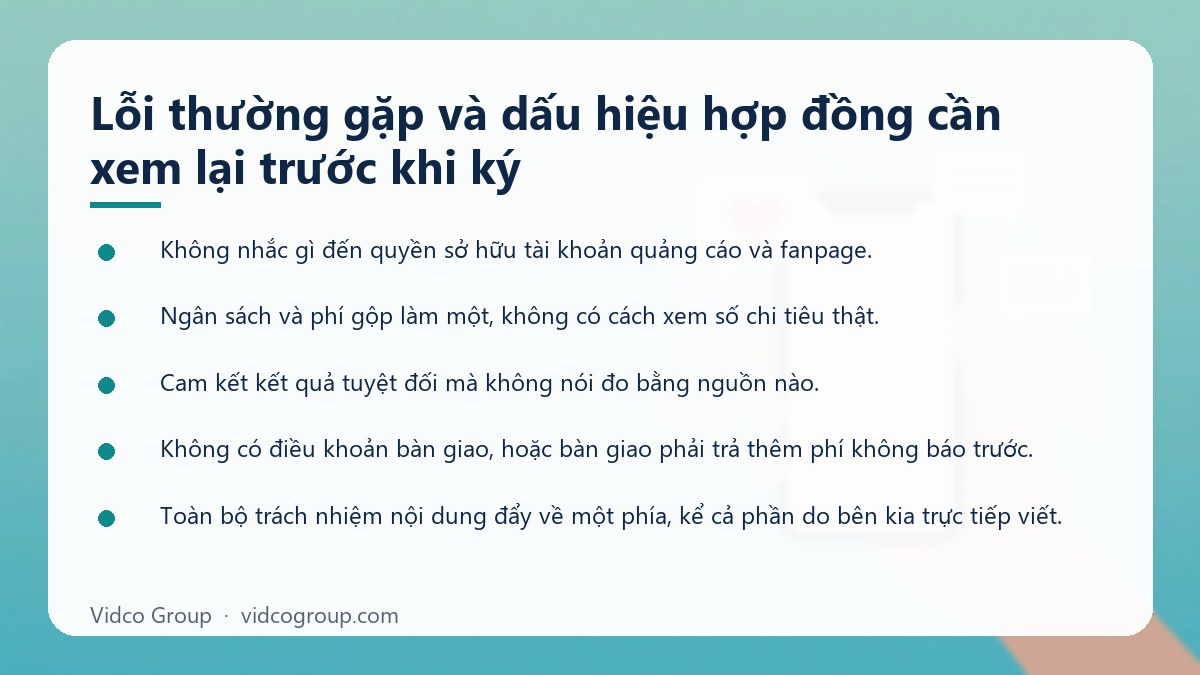 Danh sách: Lỗi thường gặp và dấu hiệu hợp đồng cần xem lại trước khi ký