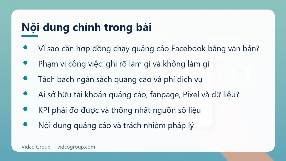 Nội dung chính: Hợp đồng chạy quảng cáo Facebook