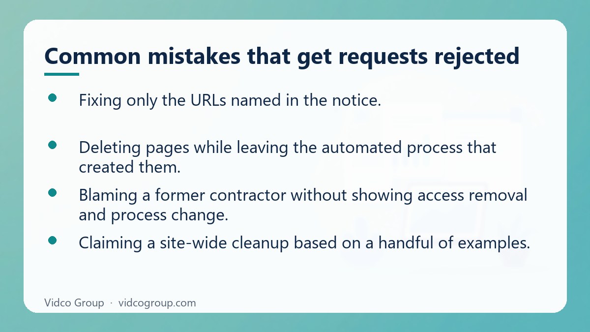 Checklist: Common mistakes that get requests rejected