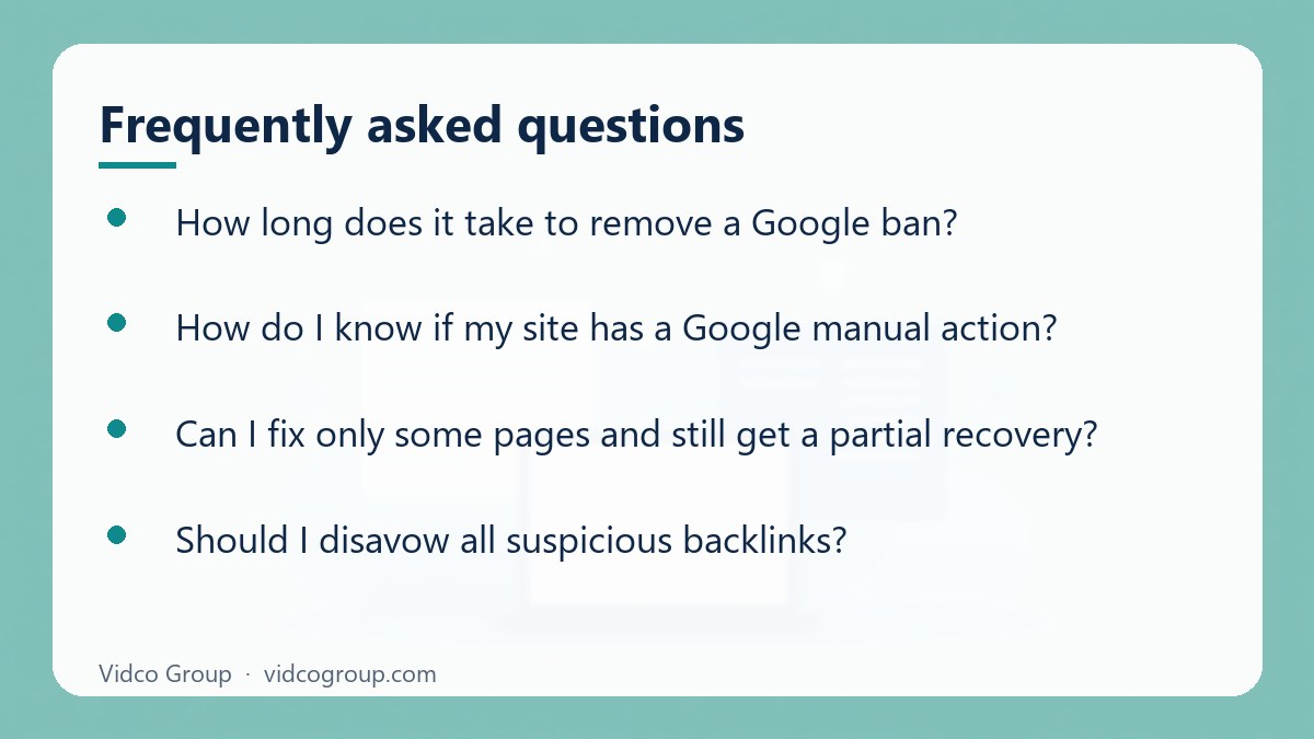 Common questions about How to Remove a Google Ban