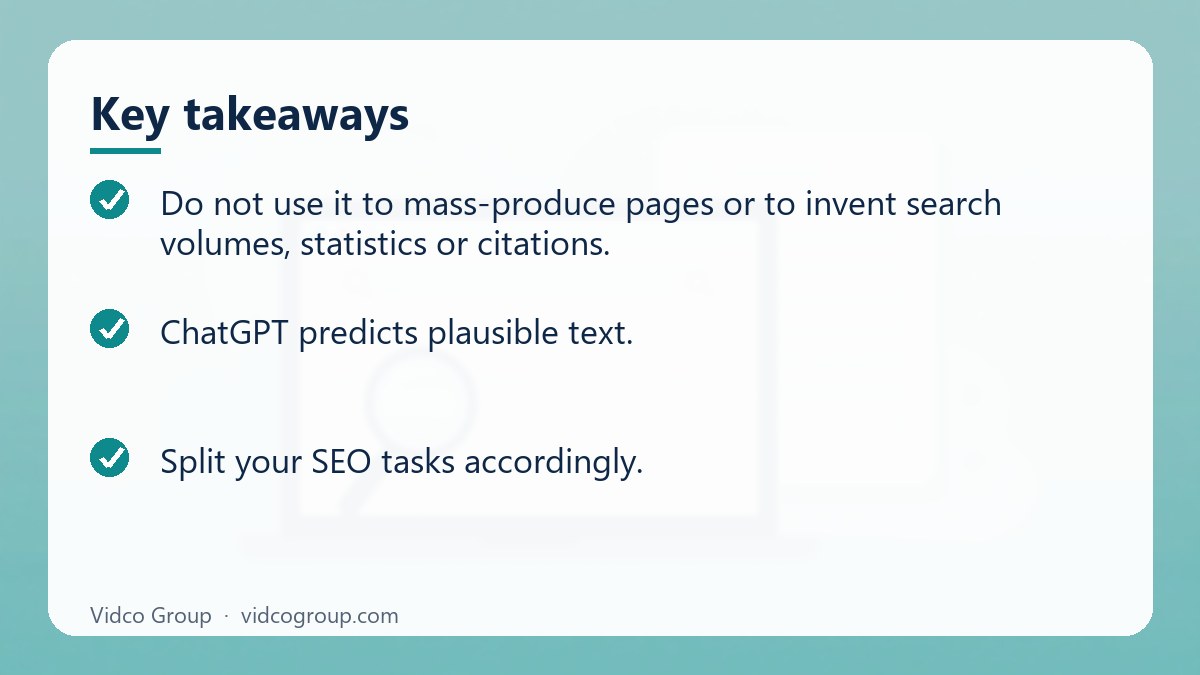 Key takeaways: How to Use ChatGPT for SEO