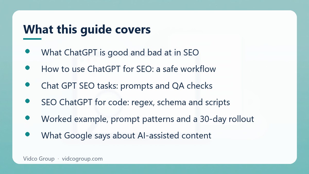 What this guide covers: How to Use ChatGPT for SEO