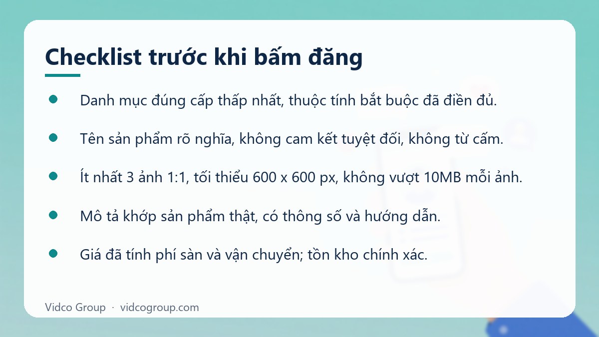 Danh sách: Checklist trước khi bấm đăng