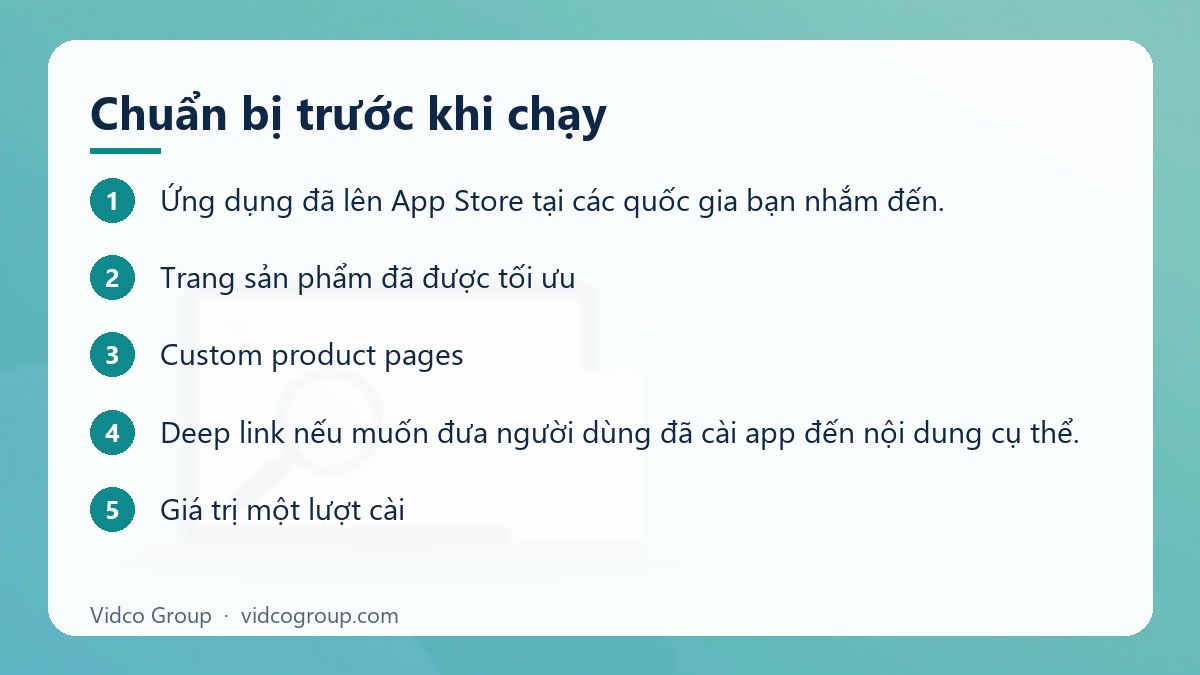 Các bước: Chuẩn bị trước khi chạy