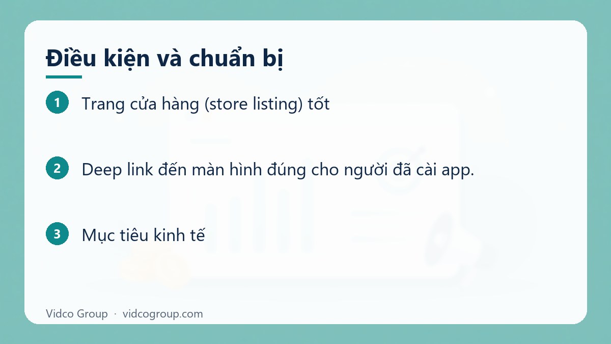 Các bước: Điều kiện và chuẩn bị