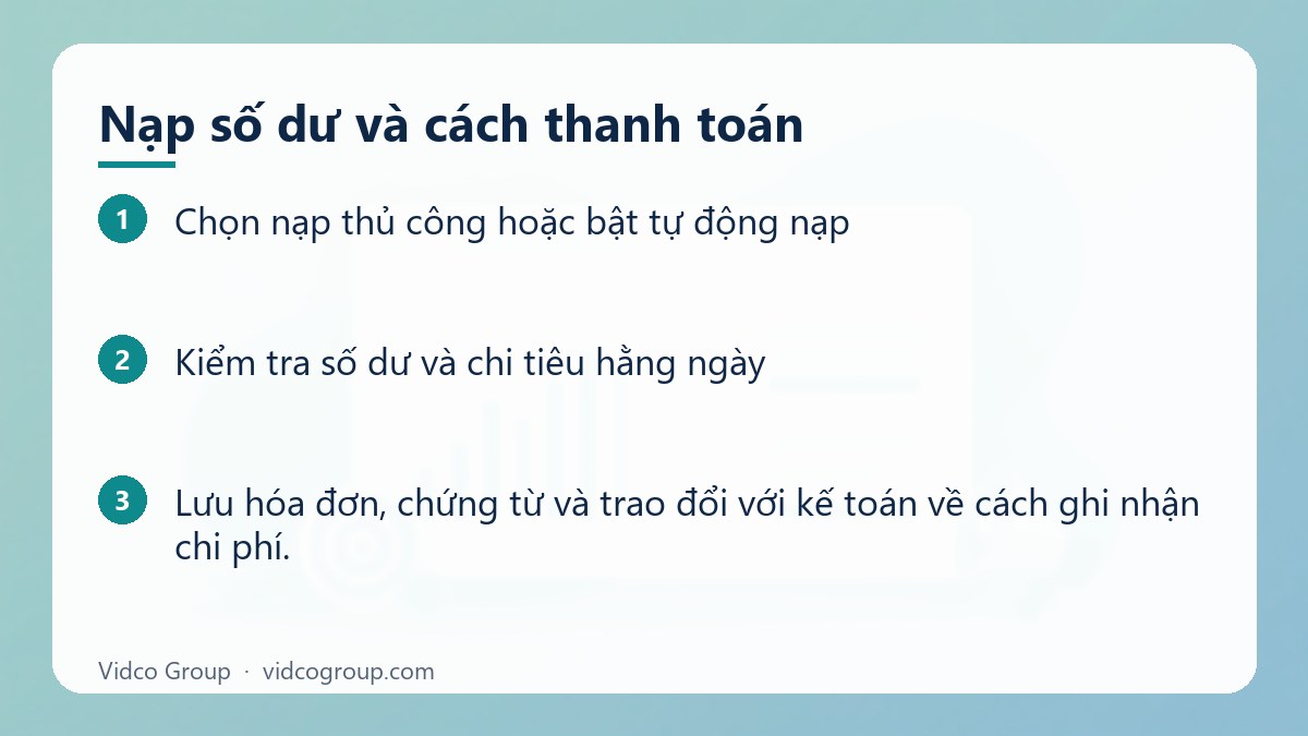 Các bước: Nạp số dư và cách thanh toán