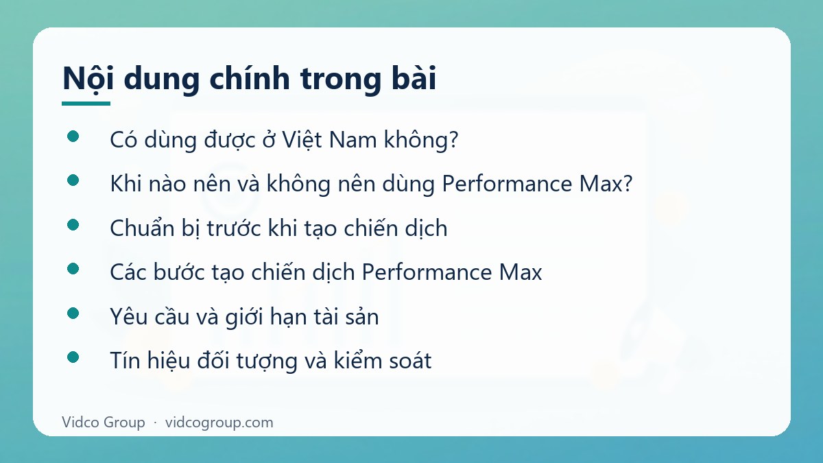 Nội dung chính: Hướng dẫn quảng cáo Performance Max Google Ads A-Z