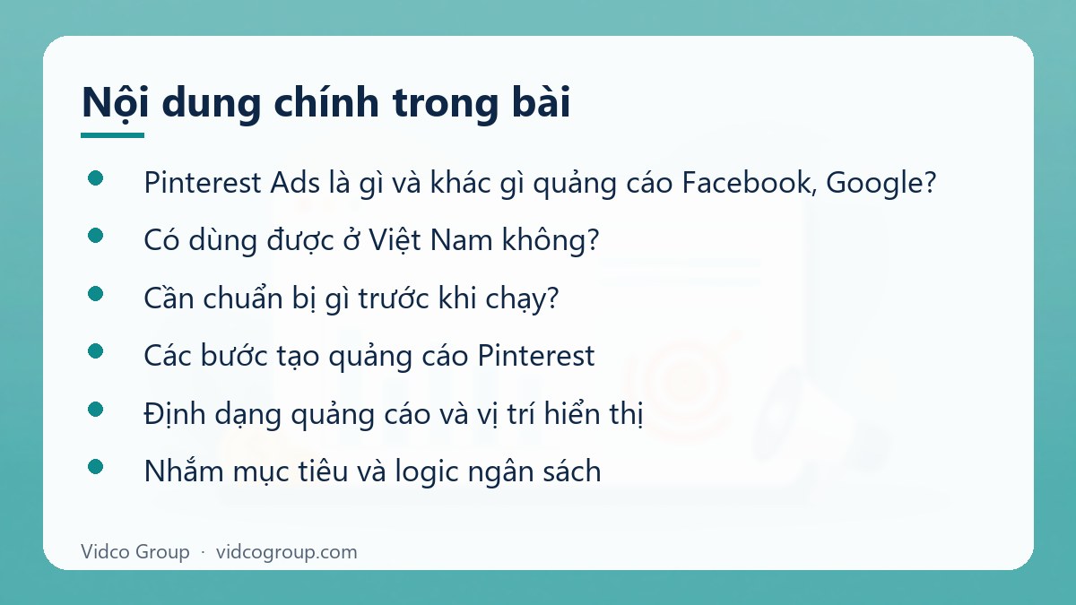 Nội dung chính: Hướng dẫn quảng cáo Pinterest