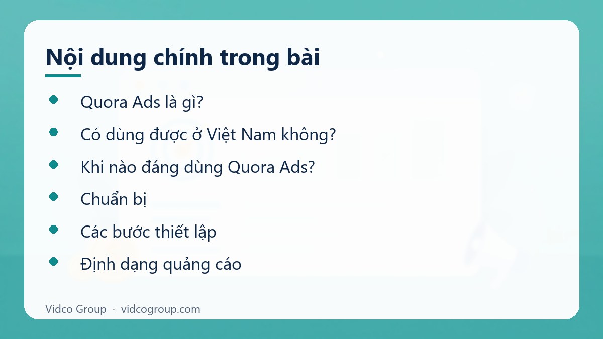 Nội dung chính: Hướng dẫn quảng cáo Quora
