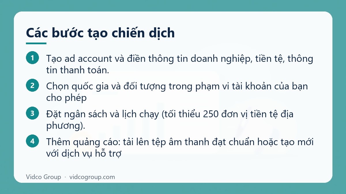 Các bước: Các bước tạo chiến dịch