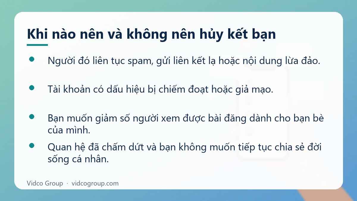 Danh sách: Khi nào nên và không nên hủy kết bạn