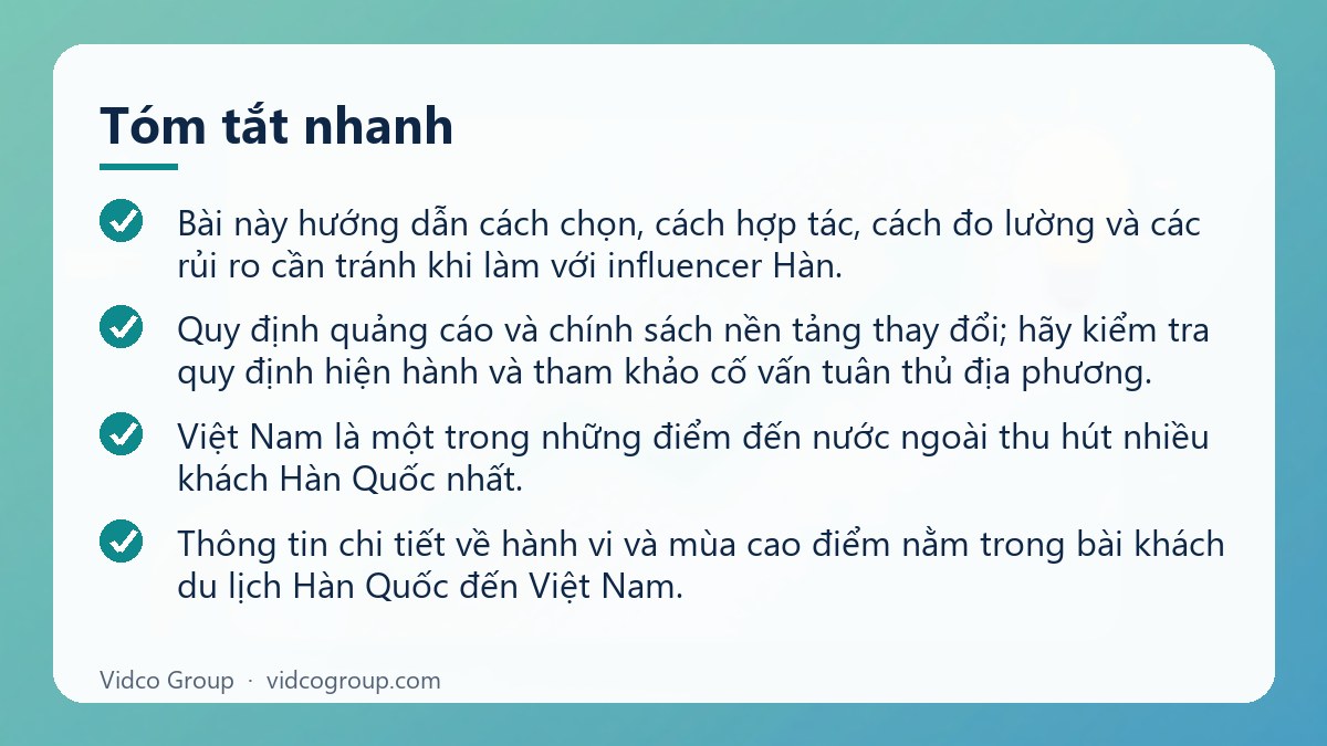 Tóm tắt nhanh: Influencer Hàn Quốc marketing du lịch