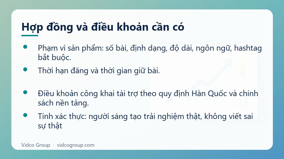 Danh sách: Hợp đồng và điều khoản cần có