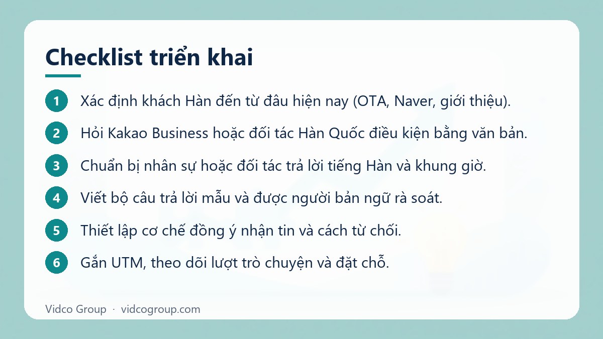 Các bước: Checklist triển khai