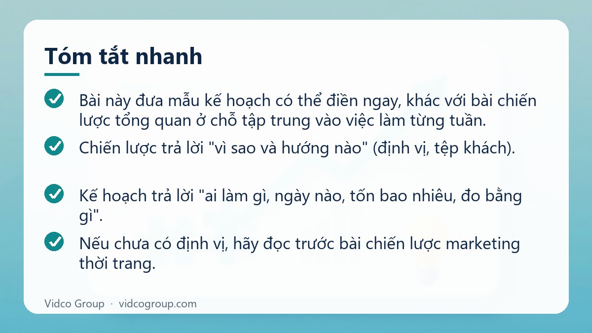 Tóm tắt nhanh: Kế hoạch marketing shop thời trang online, offline 90 ngày