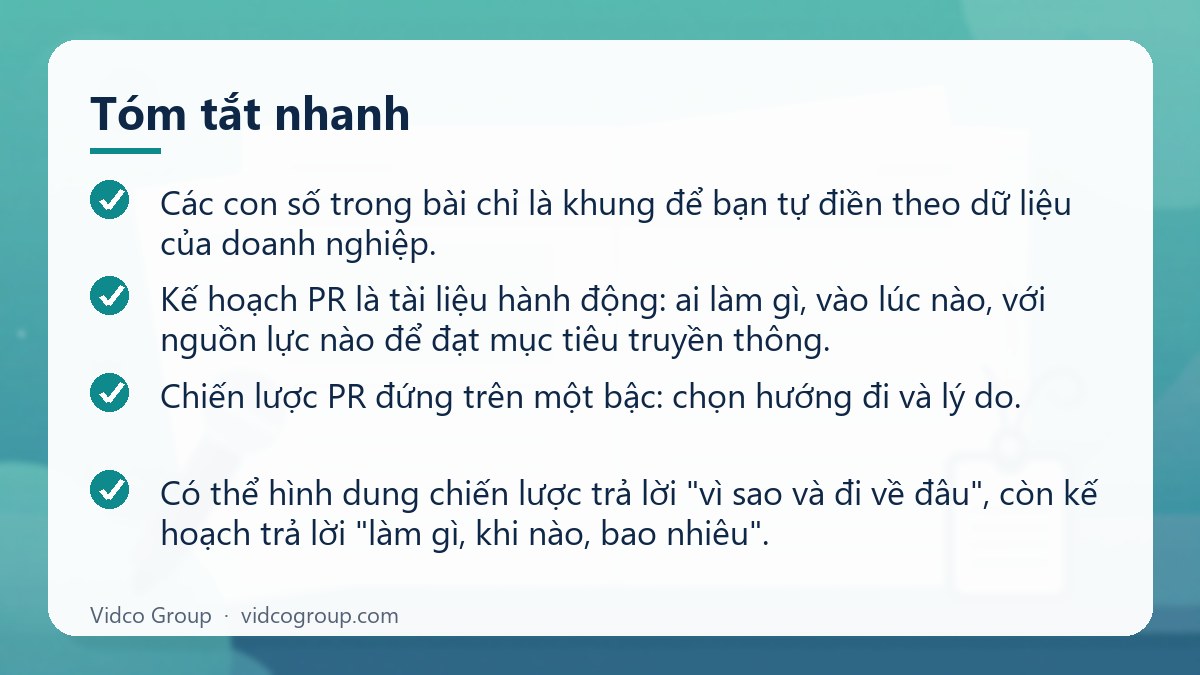Tóm tắt nhanh: Kế Hoạch PR