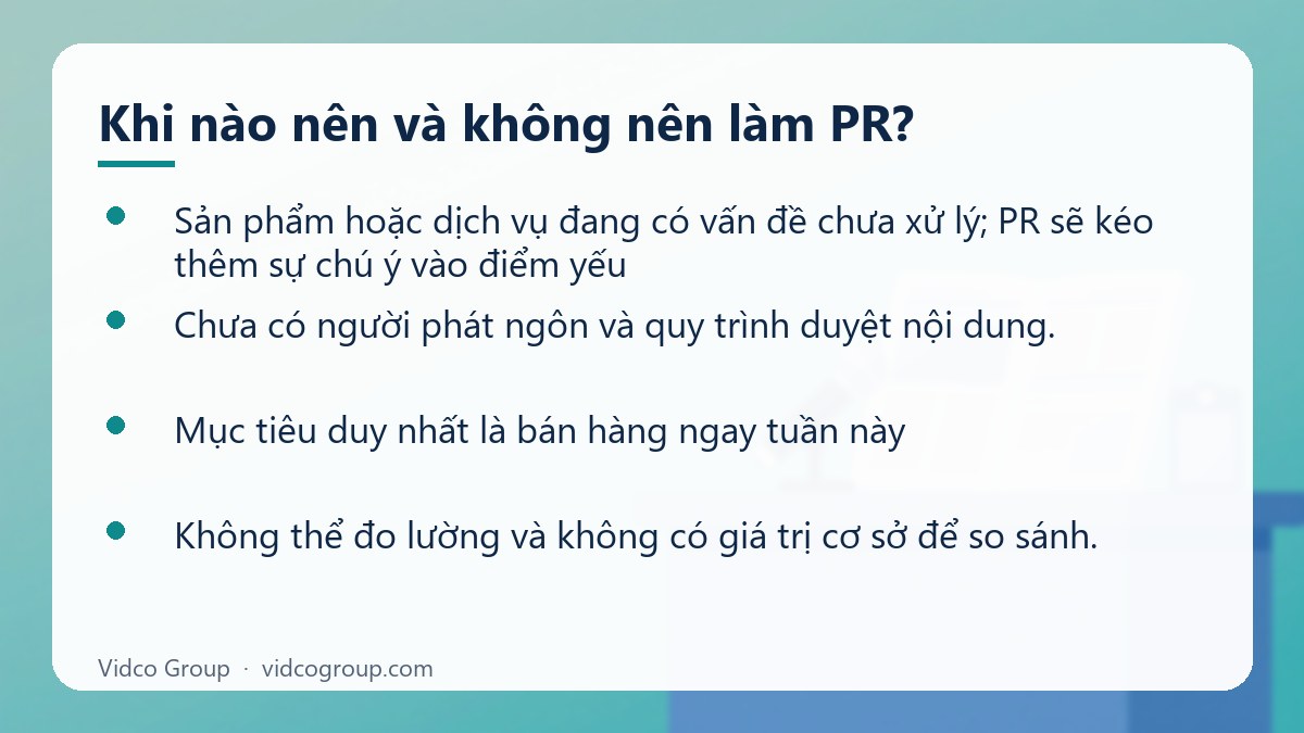 Danh sách: Khi nào nên và không nên làm PR?