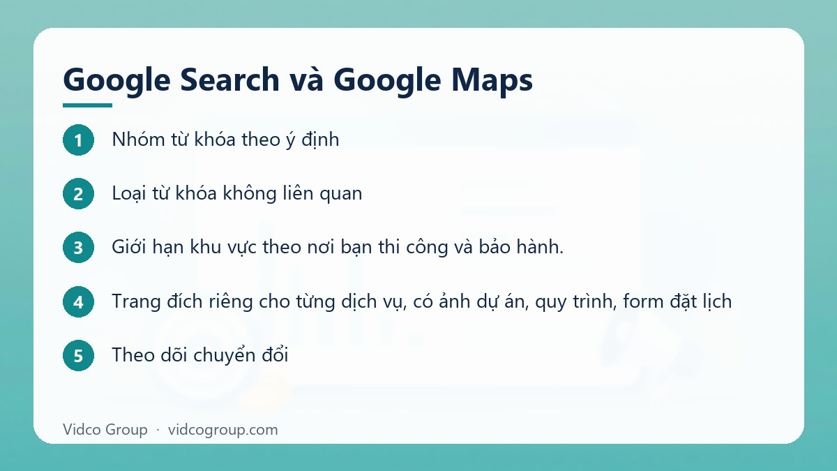 Các bước: Google Search và Google Maps