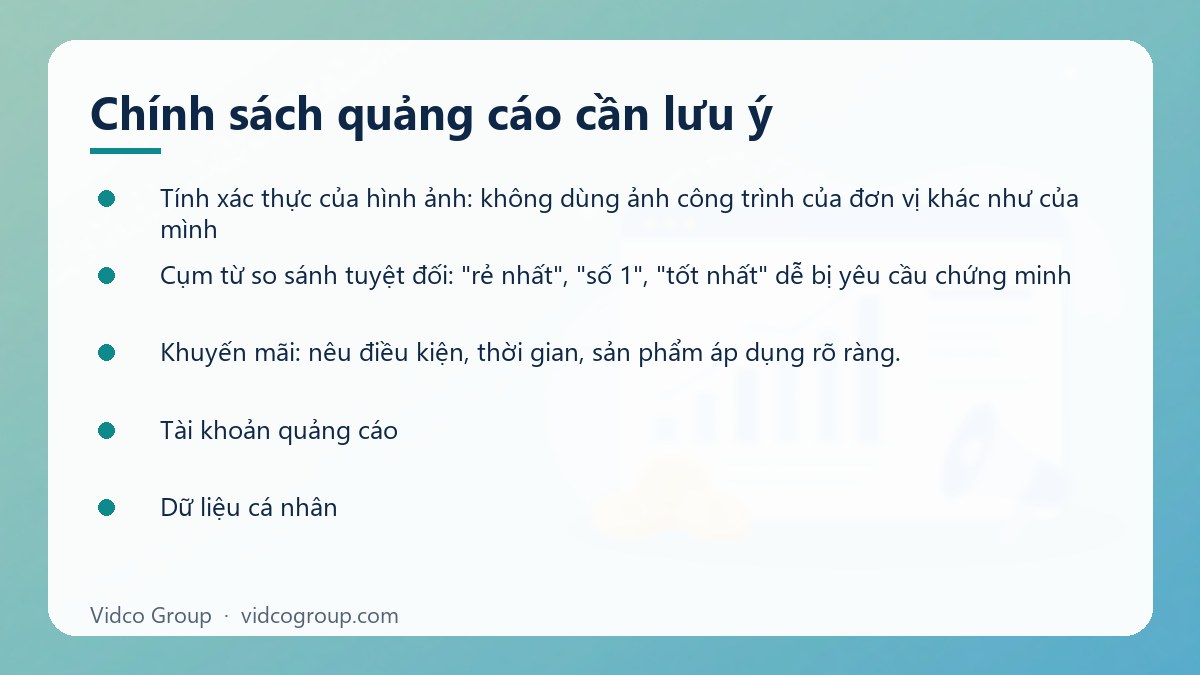 Danh sách: Chính sách quảng cáo cần lưu ý
