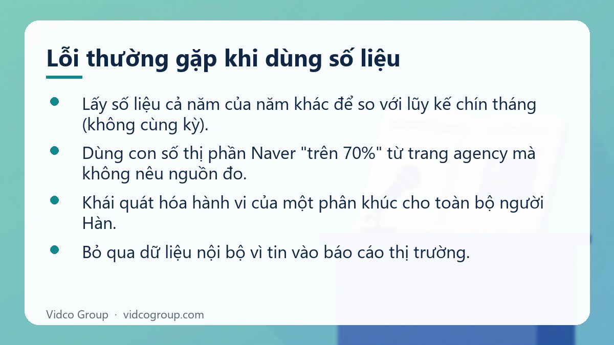 Danh sách: Lỗi thường gặp khi dùng số liệu
