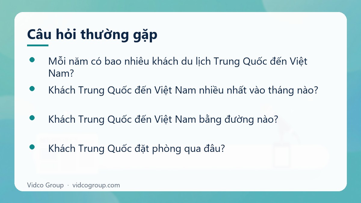 Một số câu hỏi thường gặp về Khách du lịch Trung Quốc đến Việt Nam