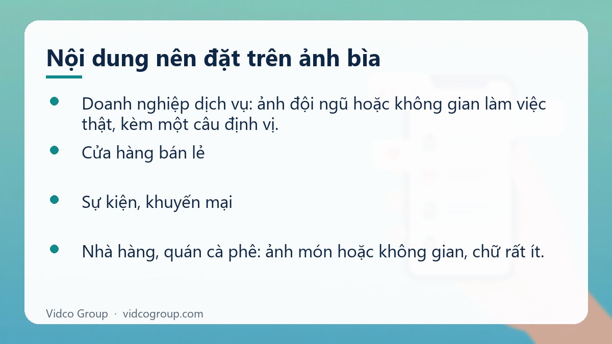 Danh sách: Nội dung nên đặt trên ảnh bìa