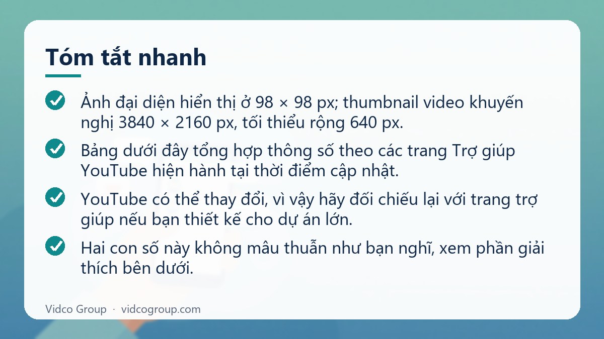 Tóm tắt nhanh: Kích thước ảnh bìa YouTube chuẩn + vùng an toàn