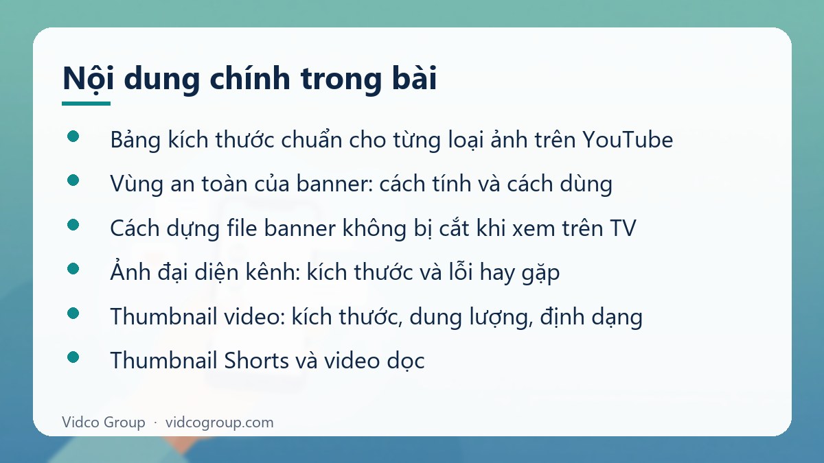 Nội dung chính: Kích thước ảnh bìa YouTube chuẩn + vùng an toàn