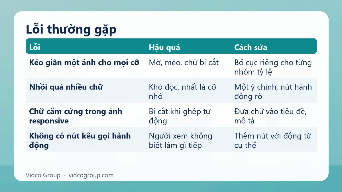 Bảng tóm tắt: Lỗi thường gặp