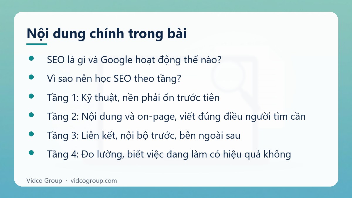 Nội dung chính: Kiến thức SEO cơ bản