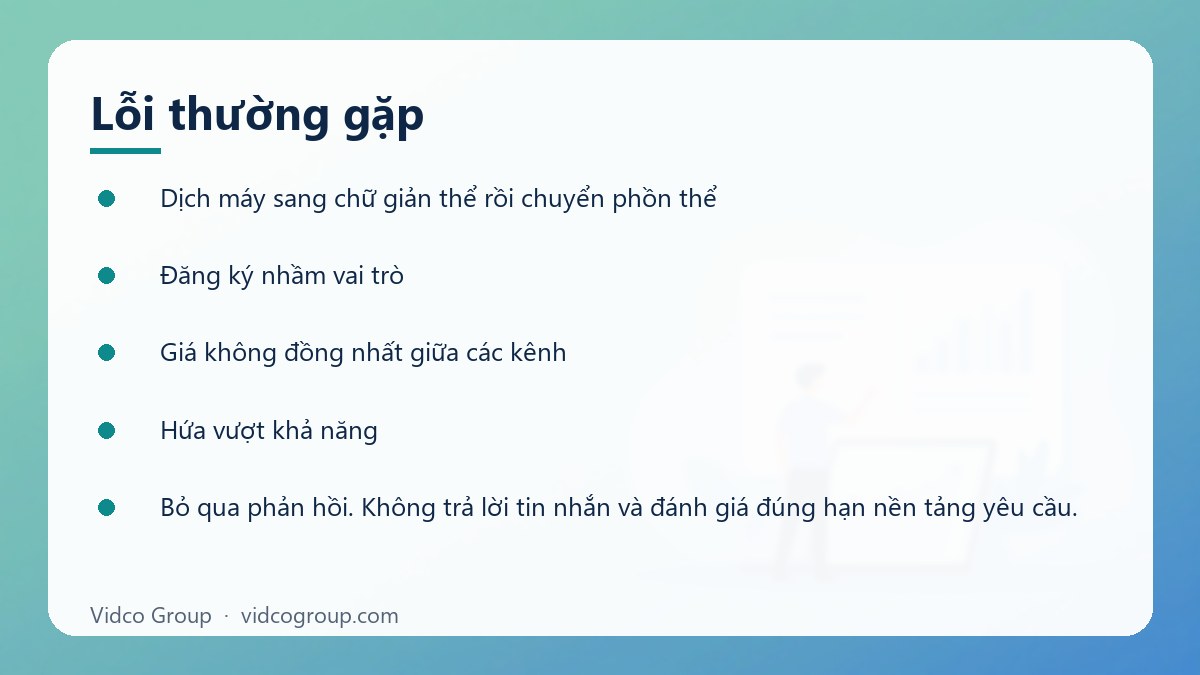 Danh sách: Lỗi thường gặp
