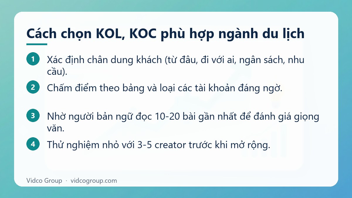 Các bước: Cách chọn KOL, KOC phù hợp ngành du lịch