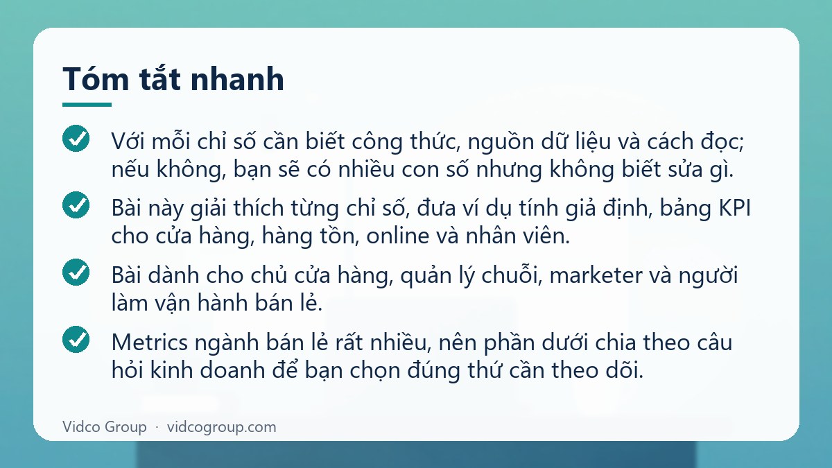 Tóm tắt nhanh: KPI ngành bán lẻ