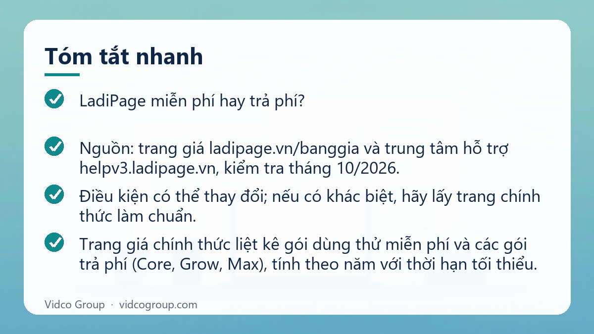 Tóm tắt nhanh: LadiPage miễn phí hay trả phí