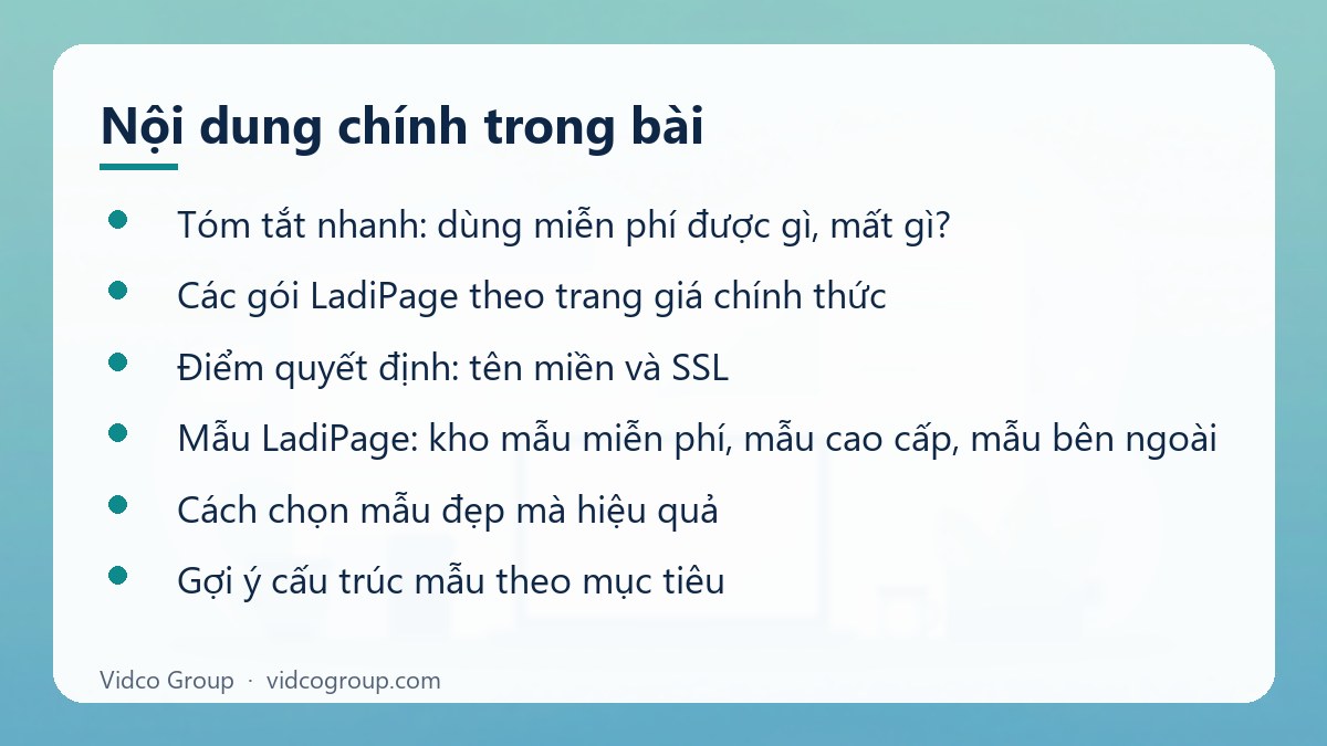 Nội dung chính: LadiPage miễn phí hay trả phí