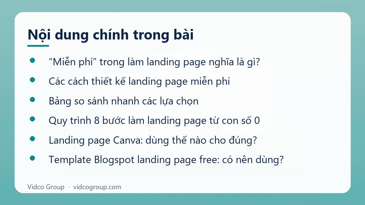 Nội dung chính: Làm Landing Page Miễn Phí