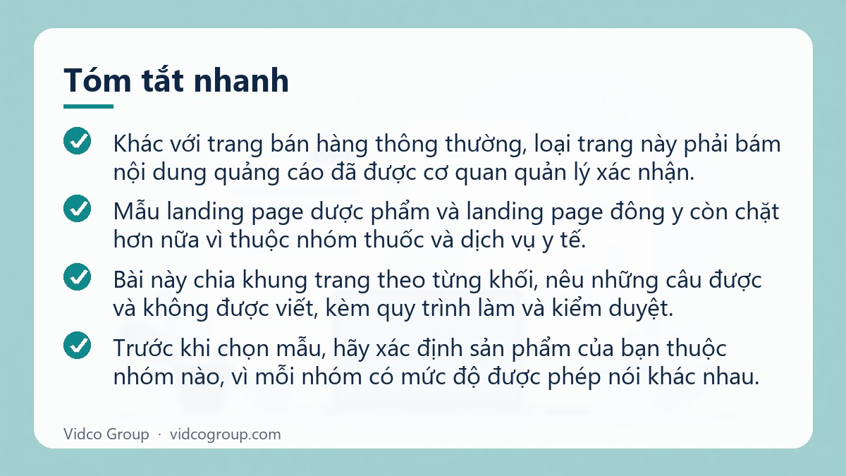 Tóm tắt nhanh: Landing page thực phẩm chức năng