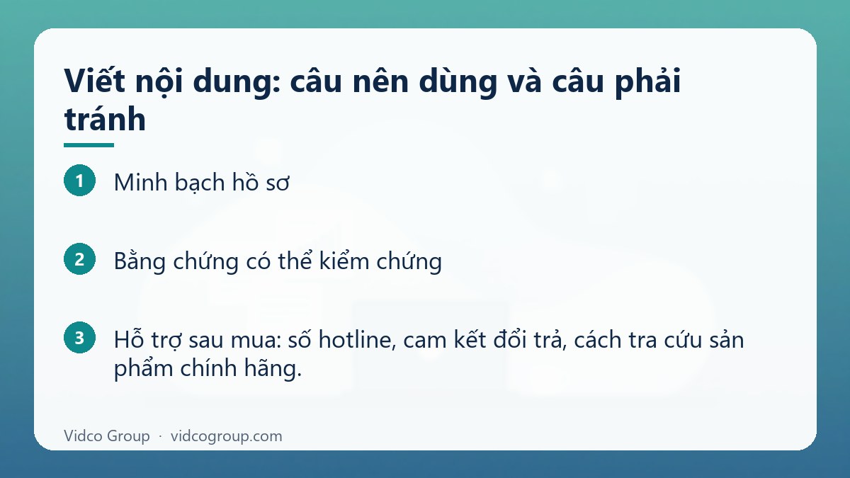 Các bước: Viết nội dung: câu nên dùng và câu phải tránh