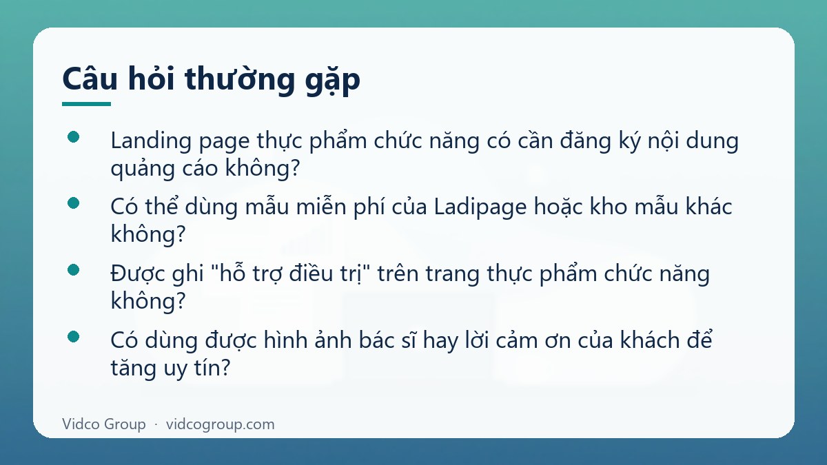 Một số câu hỏi thường gặp về Landing page thực phẩm chức năng