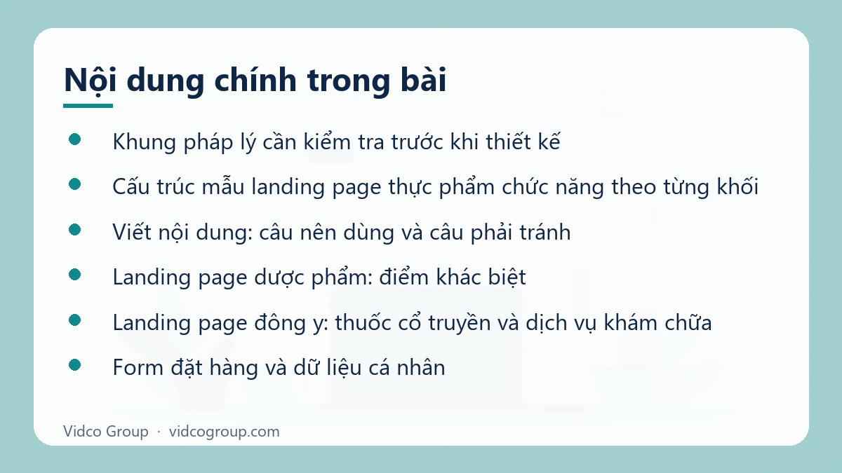 Nội dung chính: Landing page thực phẩm chức năng