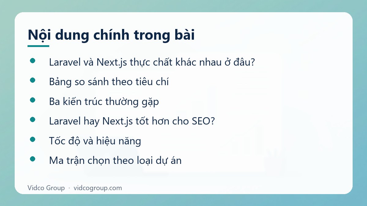 Nội dung chính: Laravel hay Next.js