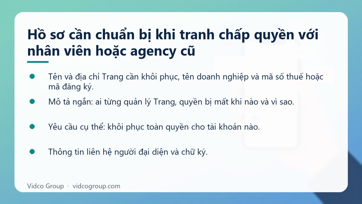 Danh sách: Hồ sơ cần chuẩn bị khi tranh chấp quyền với nhân viên hoặc agency cũ