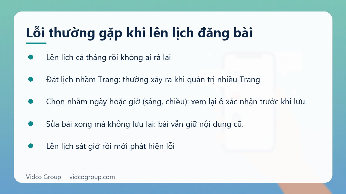 Danh sách: Lỗi thường gặp khi lên lịch đăng bài